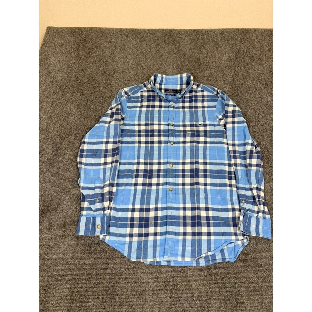 Vineyard Vines Shirt Mens Blue Plaid‎ Classic Fit  Button Up Long Sleeve Size S